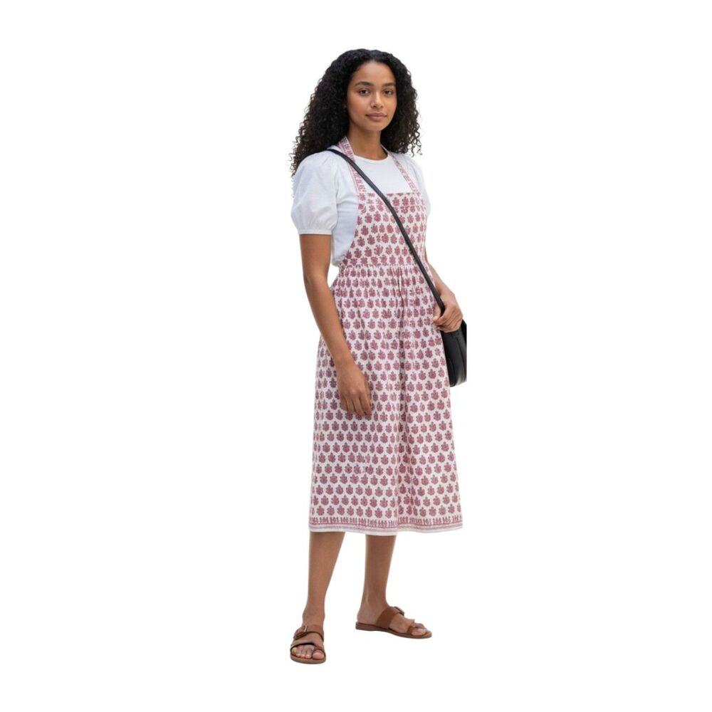 NEW J. Crew Evelina Apron Dress Cream Red Graphic Sz 4 Item CK832